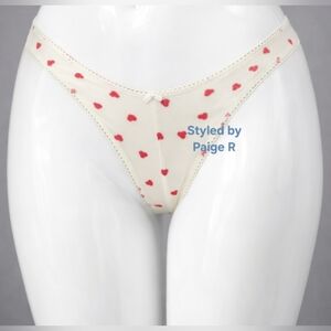 ❤️NWT SKIMS Fits Everybody Picot Trim Cheeky Tanga Panty RUBY HEART PRINT XL